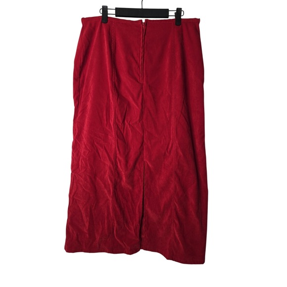 French Kuff Red Skirt Set Long Sleeve Button Up Top Womens Size L - Picture 9 of 11